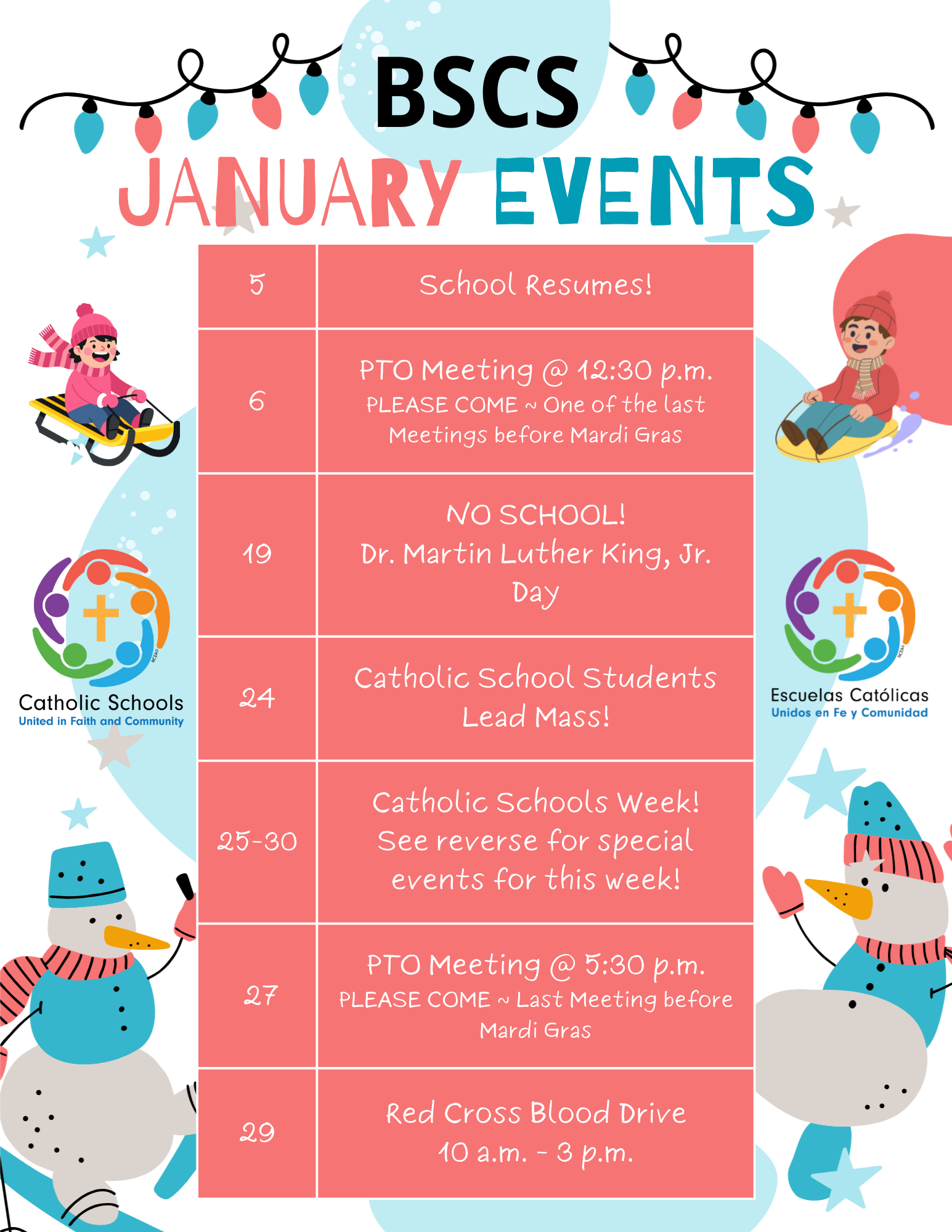 JANUARY EVENTS 2026